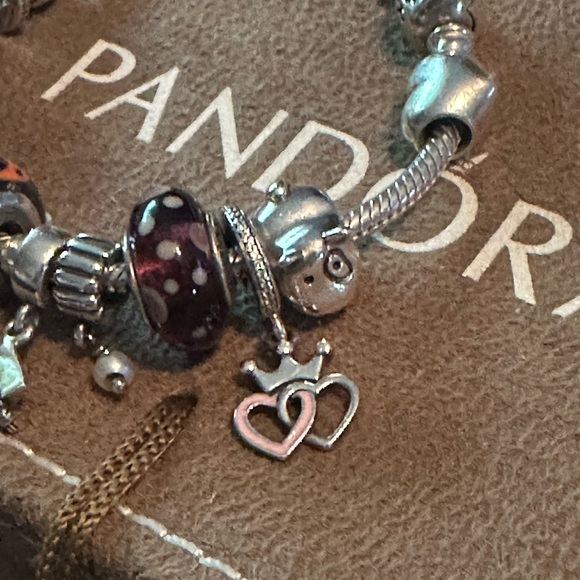 Authentic Pandora Silver and Black Charm Bracelet with 14 charms - Picture 8 of 10